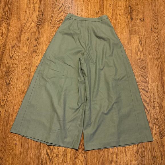 Vince blue soft fabric high rise pleated wide leg crop pants size 4 culotte - Picture 3 of 7